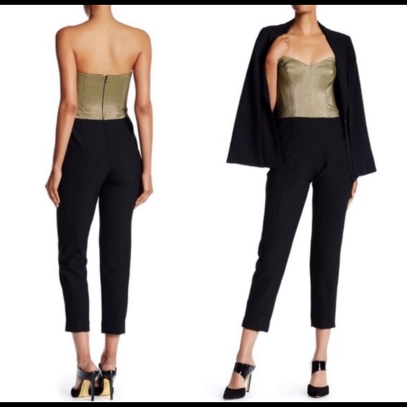 NWOT Trina Turk Black/Gold Strapless Jumpsuit- sz 6! - Picture 2 of 8
